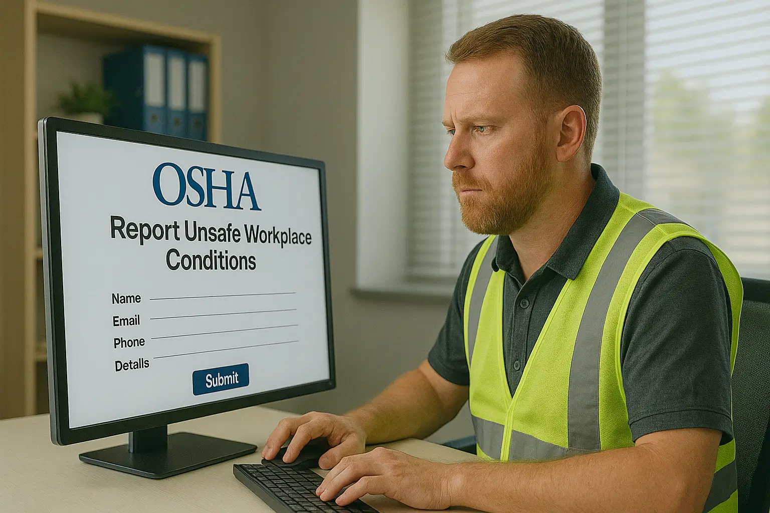 Worker filing OSHA whistleblower complaint.