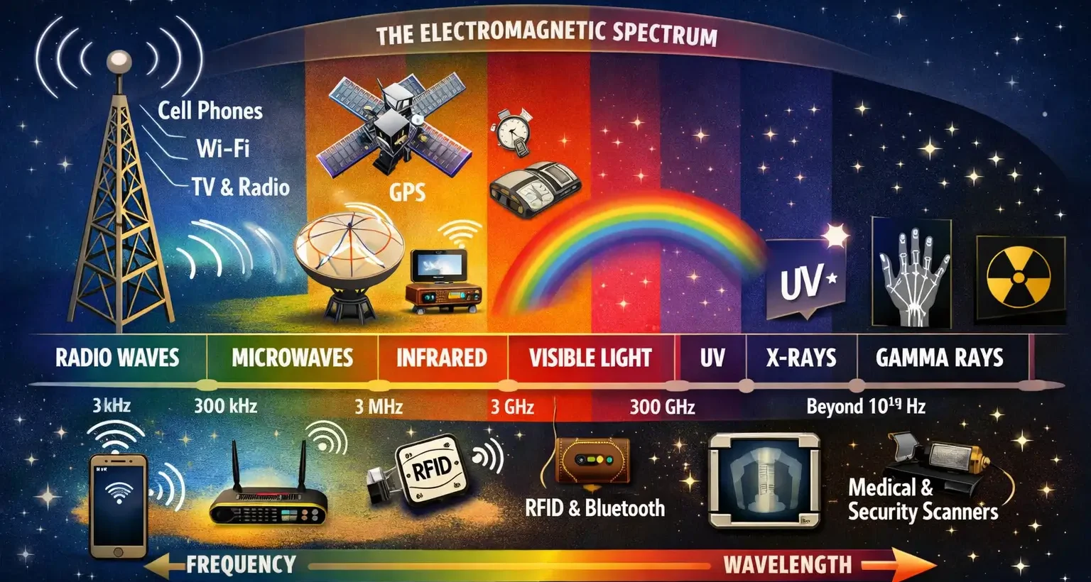 Radiofrequency waves used in wireless communication