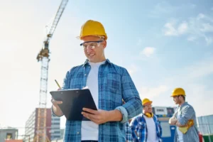 OSHA inspector conducting 2025 workplace safety audit.
