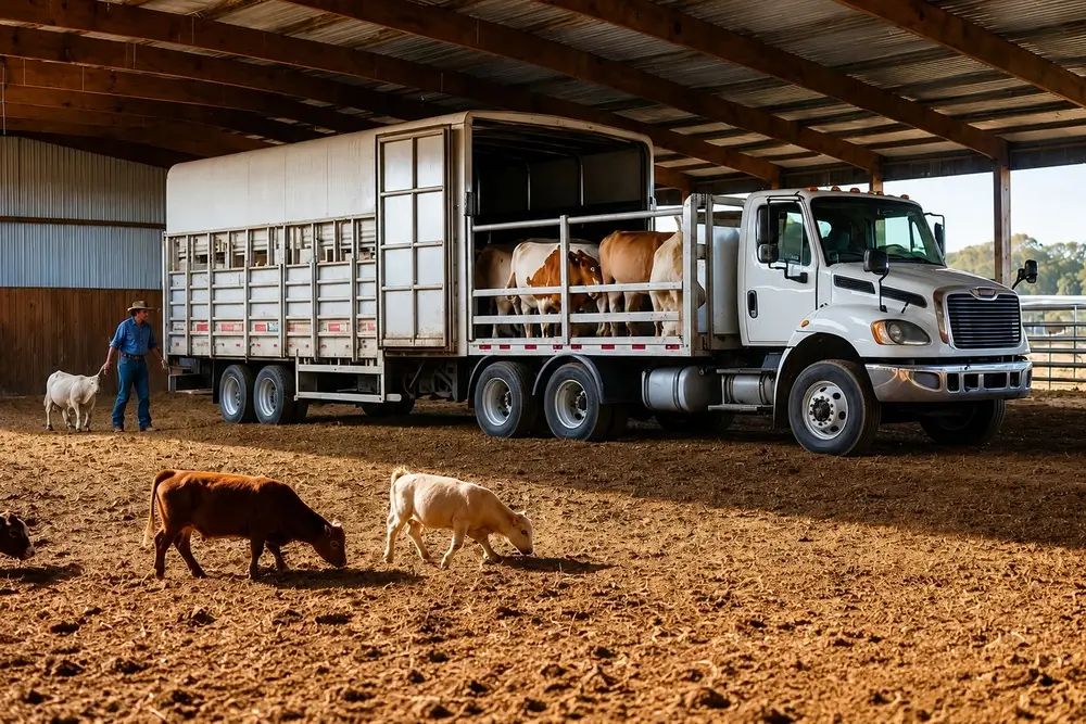 Worker opening livestock carrier exposed to hazardous gases